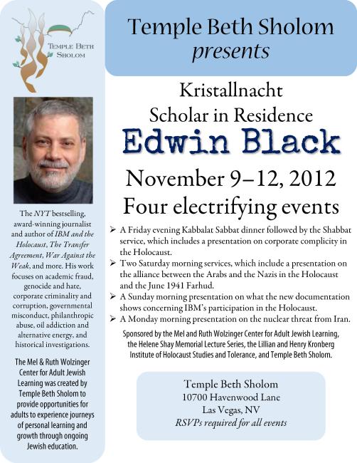 Temple Beth Sholom 2012 Scholar in Residence