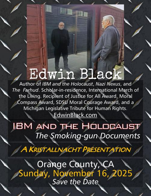 Edwin Black in OC: IBM and the Holocaust for Kristallnacht